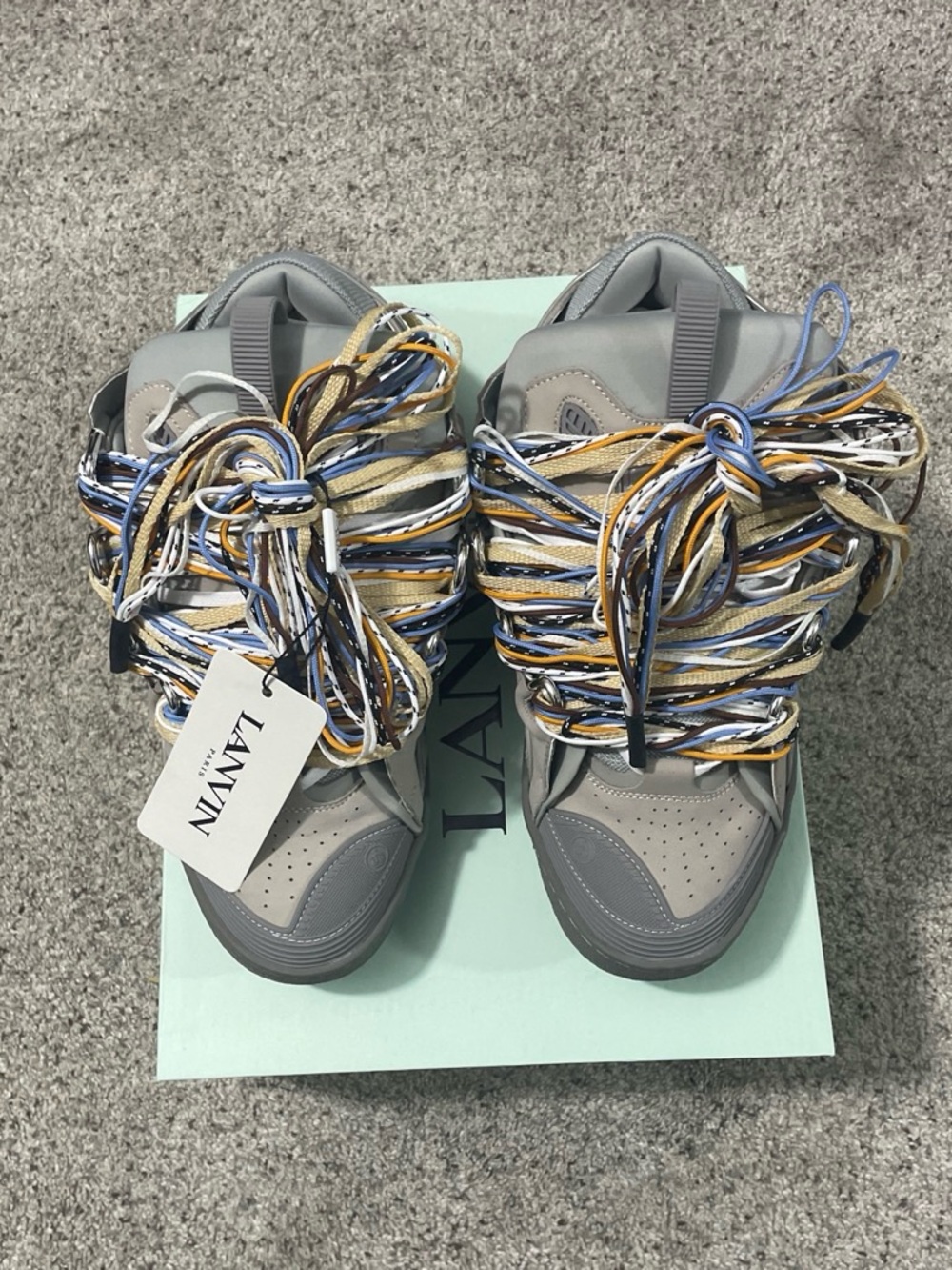 Lanvin  Gray Sneakers with Multicolor Laces